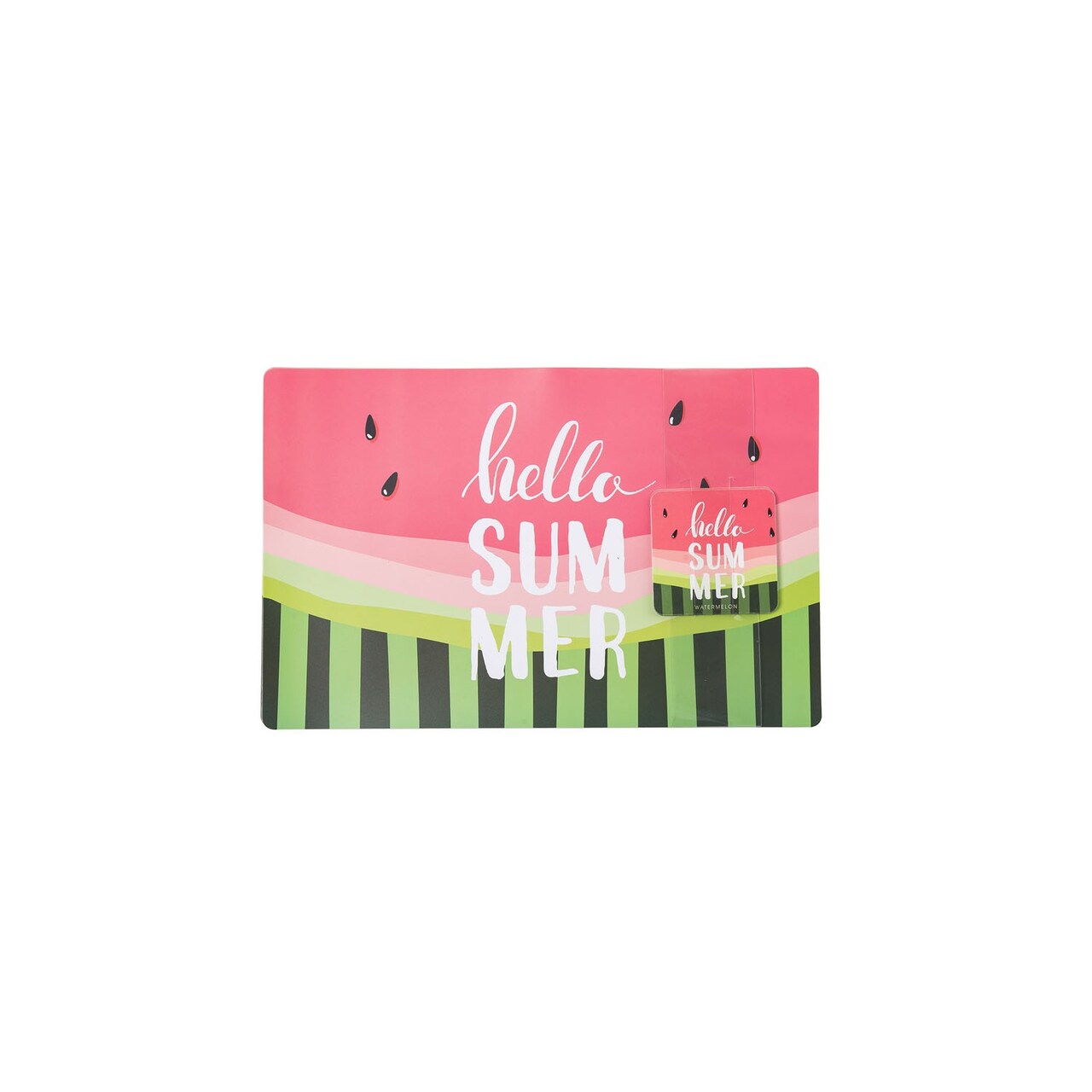 Hello Summer Single Placemat/ Coaster Set Plastic Beach Tropical, 11.02" x 16.92"